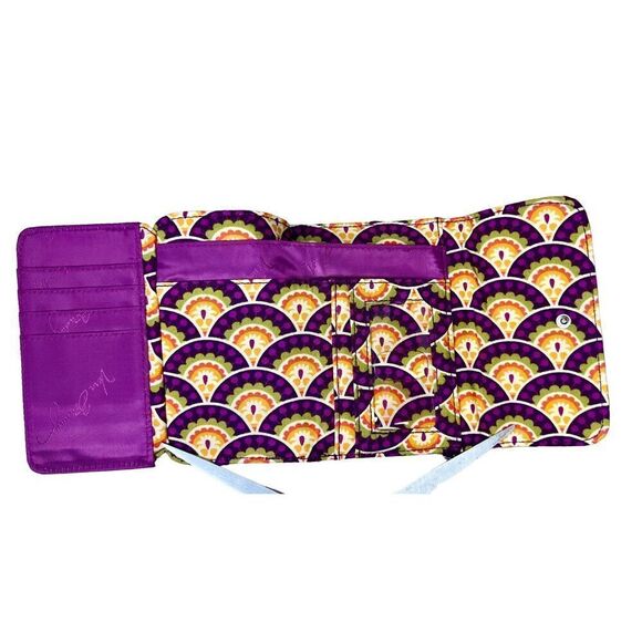 Vera Bradley Plum Crazy Euro Wallet Quilted Floral Purple Cream Bohemian - Picture 5 of 8
